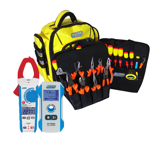 Major Tech MT25-COMBO-6 | TBP7-9 23 Piece 1000VTool Backpack + MT720 400A AC TRMS Clamp Meter + MT300