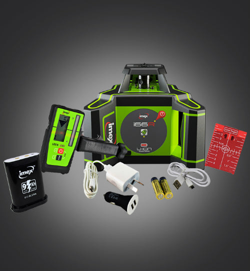 Imex i66R Rotating Laser Level Horizontal only with LRX6 Laser Receiver and Tripod & 5m Staff