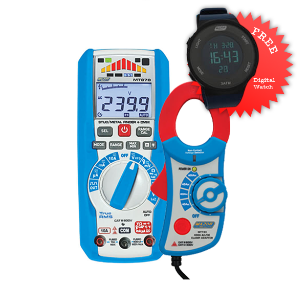 Major Tech MT25-COMBO-3 | MT878 Stud/Metal Finder Multimeter + MT783 Clamp Adaptor