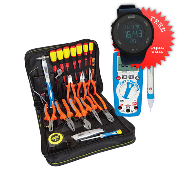Major Tech MT25-COMBO-5 | TKC3-9 Electricians Tool Kit + MT25 600V AC/DC IP67 Compact Multimeter + MT402 1000V AC NCV Detector
