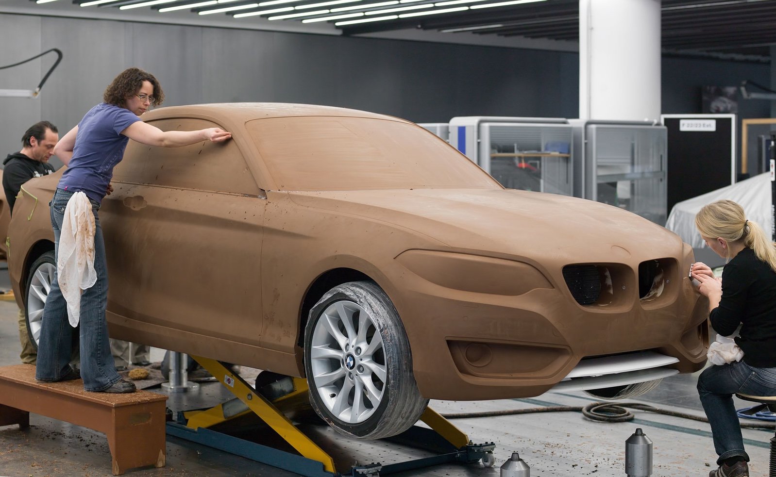 A full-size automotive clay styling model